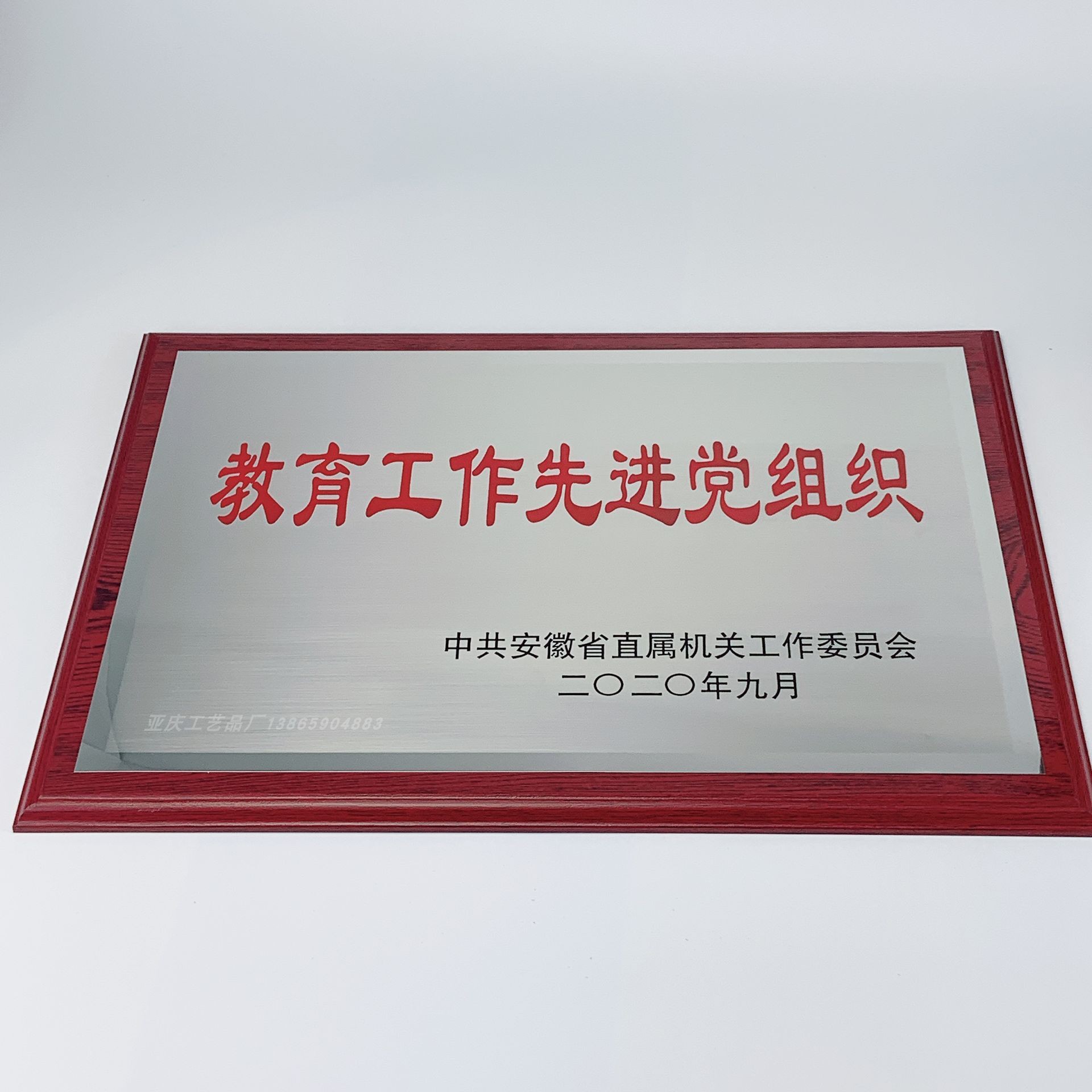 新款奖牌定制定做不锈钢腐蚀木质牌匾亮边拉丝教育工作先进党组织